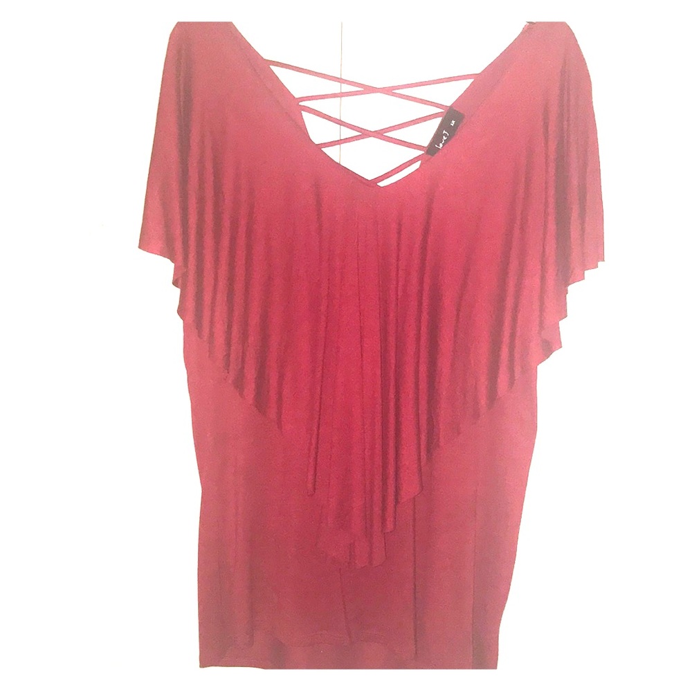 Sexy ruffle top with criss cross back